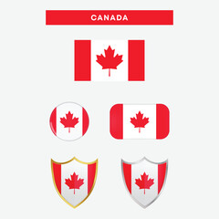 Canada country flag, country flag button, and shield vector design