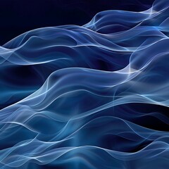 Obraz premium Abstract background with flowing blue light waves, creating a serene and modern design, Mesmerizing Computer-Generated Water Ripples, abstract dark background with blue smoke,