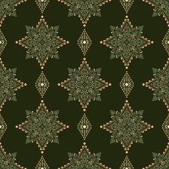 Geometric floral pattern. Seamless vector background. Colorful ornament. Ornament for fabric, wallpaper, packaging, decorative print