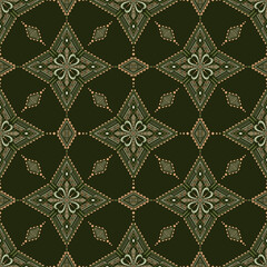 Geometric floral pattern. Seamless vector background. Colorful ornament. Ornament for fabric, wallpaper, packaging, decorative print