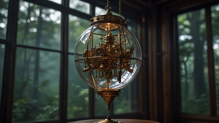 a lamp with a ship on it that has the number 3 on it.