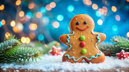Adorable Gingerbread Cookie Decorated with Icing and Sprinkles Perfect for Christmas Festivities, Holiday Baking, and Sweet Treats - A Delightful Festive Dessert