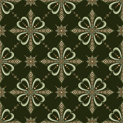 Geometric floral pattern. Seamless vector background. Colorful ornament. Ornament for fabric, wallpaper, packaging, decorative print