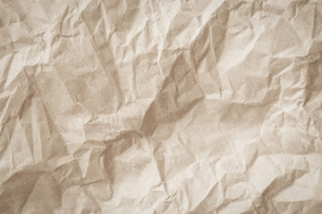 Old paper vintage texture surface for background. Recycle pale brown paper crumpled texture, Cream color recycled kraft paper texture blank with copy space for text.