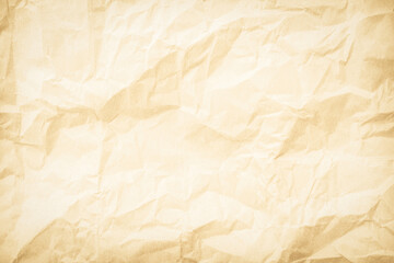 Old paper vintage texture surface for background. Recycle pale brown paper crumpled texture, Cream color recycled kraft paper texture blank with copy space for text.