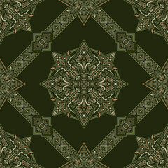 Geometric floral pattern. Seamless vector background. Colorful ornament. Ornament for fabric, wallpaper, packaging, decorative print