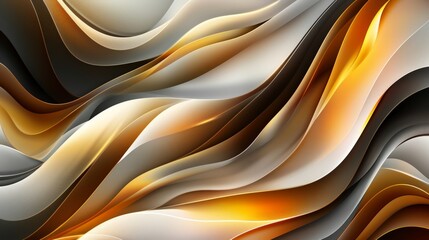 Wallpaper Abstract background with golden and silver waves flowing and overlapping