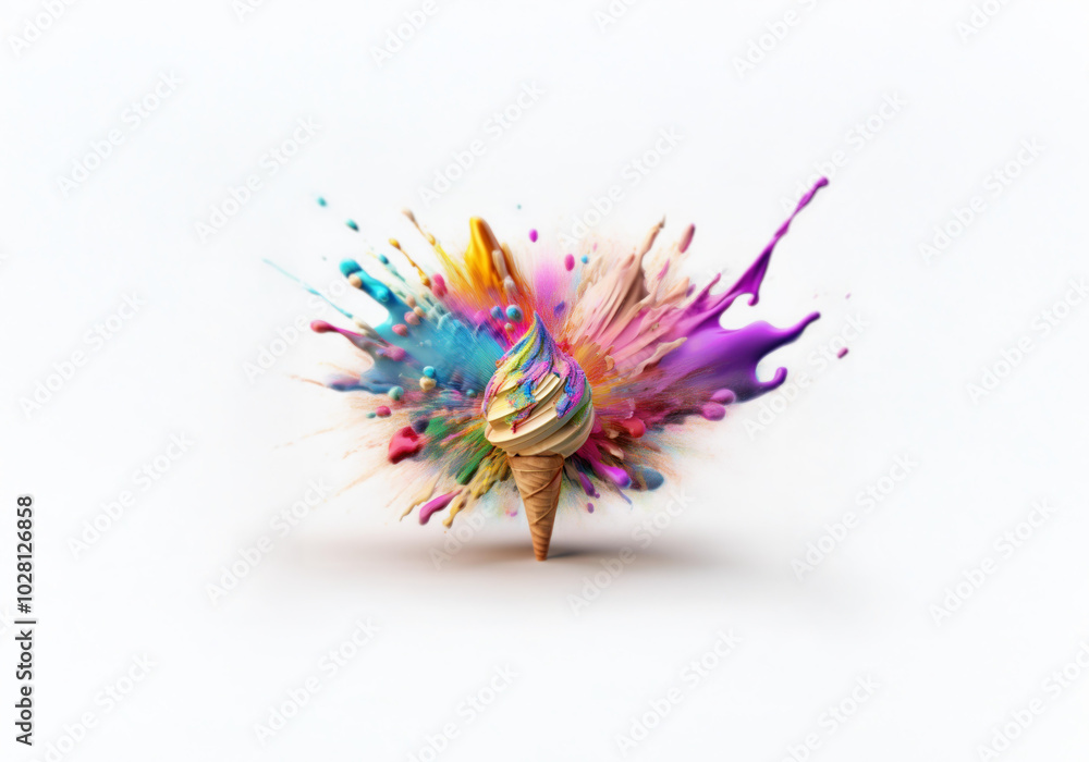 Poster A colorful explosion erupts from a single ice cream cone.