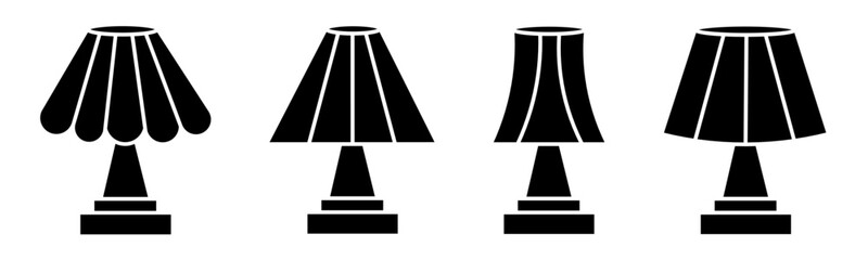 Decorative lamp icon illustration. Black and white decorative lamp icon set. Stock vector collection.