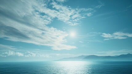 Fototapeta premium Seascape with a Sun-Kissed Horizon