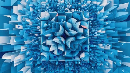 Fototapeta premium Square blue geometrical abstract background