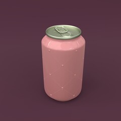 Aluminum glossy can on dark background. 3d illustration.
