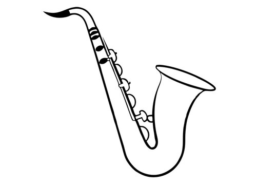 black and white saxophone musical instrument clip art preview