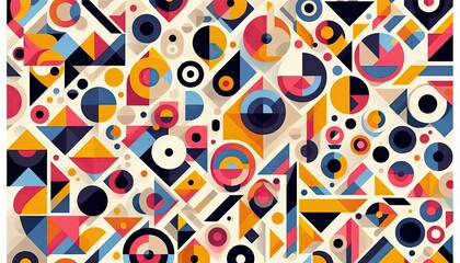 Abstract Geometric Pattern with Circles and Squares in Bright Colors