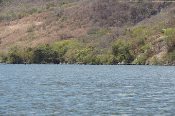boat, sky, sumidero canyon, clouds, grijalva river, trees, vegetation, mountains at chiapas, mexico