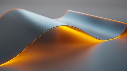 Wallpaper An abstract background featuring a metallic silver wave glowing with warm light