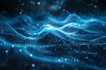 A close up of a blue wave on a black background