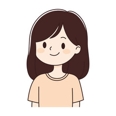 Obraz premium Cute Beautiful Young Girl Cartoon Character with Smiling Expression