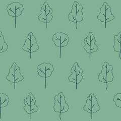 Outline Collection of Tree Vector Seamless Pattern illustration for Print, Wallpaper, Decoration.