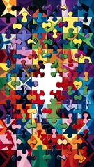Abstract puzzle background with one piece missing