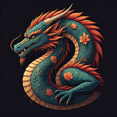 However, imagine a dragon with a flower body, where its body is not only scaled and strong, but also decorated with beautiful flower, Generated AI