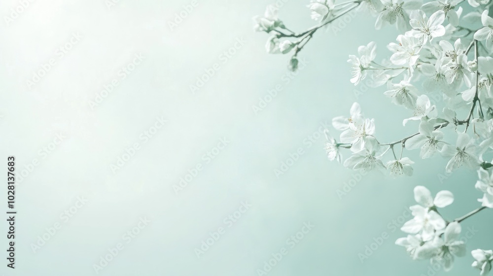 Poster minimalist spring background: a clean, simple spring background with subtle floral motifs and delica
