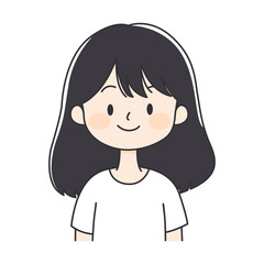 Obraz premium Cute Beautiful Young Girl Cartoon Character with Smiling Expression