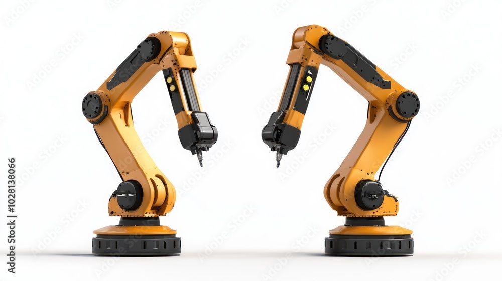 Poster modular robotic arms for flexible manufacturing, showcasing highly customizable robotic arms with in