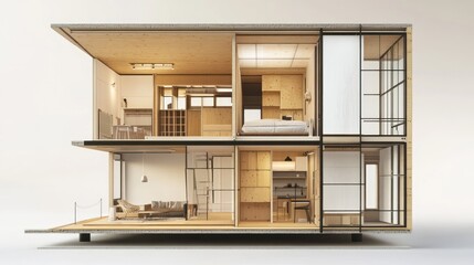 Modular family home design, depicting a home built with prefabricated, modular sections that offer flexibility, customization, and sustainability in family home design.