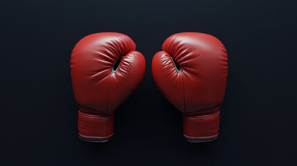 Boxing gloves placed together on a dark background during a post-holiday workout session