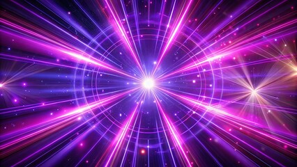 Obraz premium A luminous burst of light shines through concentric rings, illuminating a cosmic landscape with vibrant hues of pink and blue