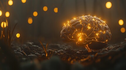 Close-up of human brain with intricate neural pathways, symbolizing cognitive biases and complex thought processes, ideal for educational or scientific presentations.