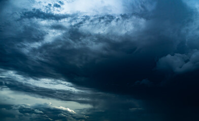 Cloud storm sky dark halloween background rain lightning thunder stoumy typhoon Nature light scene...
