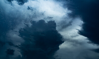 Cloud storm sky dark halloween background rain lightning thunder stoumy typhoon Nature light scene...