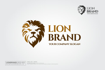 Obraz premium Lion Brand Vector Logo Illustration. Lion head logo template suitable for businesses and product names.