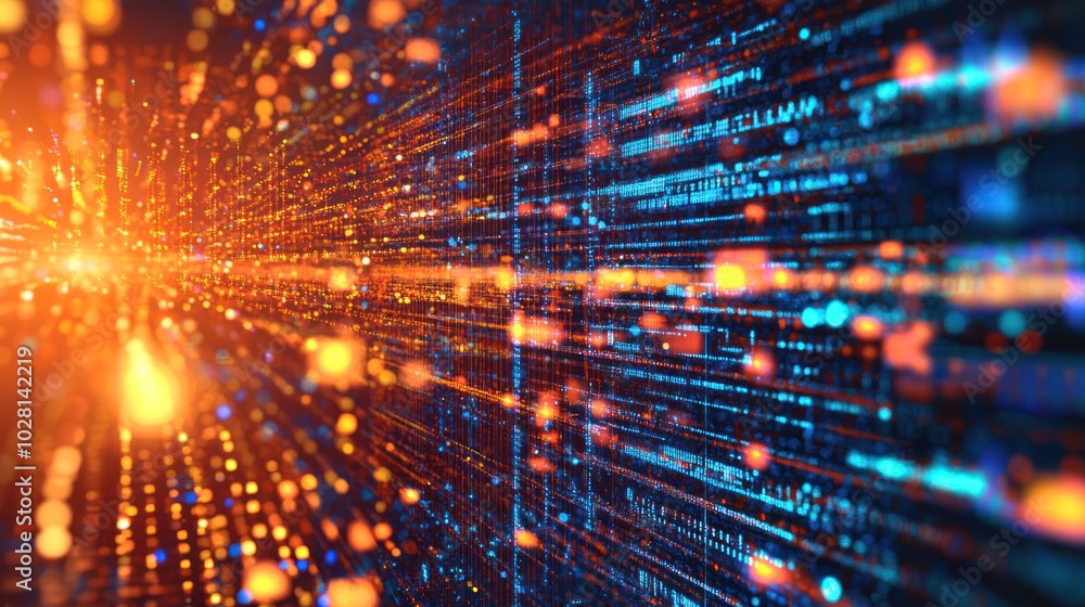 Poster quantum computing technology background, filled with quantum circuits, entangled particles, and abst