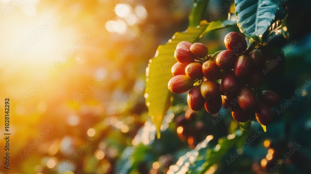 Wall mural regenerative coffee farming, featuring coffee plants grown using regenerative techniques like soil h