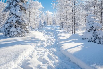 Fototapeta premium Winter season background with With Snow and Pine Trees
