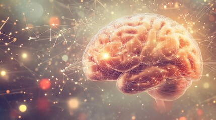 Fototapeta premium Close-up of human brain with intricate neural pathways, symbolizing cognitive biases and complex thought processes, ideal for educational or scientific presentations.