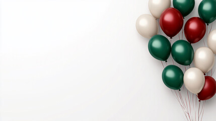 Celebration party banner with red and green color balloons background.