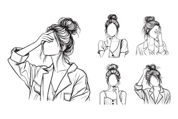 Illustration of a beauty model with a casual hairstyle