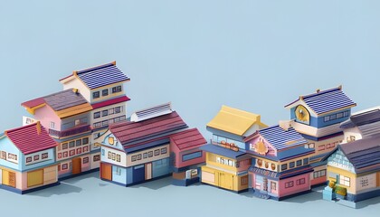 Abstract 3D cute Japanese neighborhood.