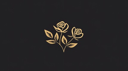 Elegant and minimalistic logo design for a flower shop featuring a few delicate rose illustrations. The design is rectangular, showcasing a harmonious balance of simplicity and elegance