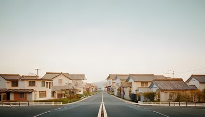 Obraz premium Abstract 3D cute Japanese neighborhood.