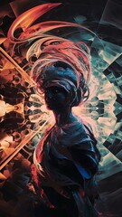 Dreamscape Series. Interplay of colorful fractal paint and lights on the subject of art, abstraction and creativity