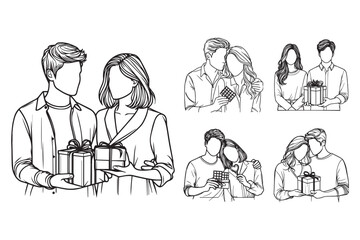 Elegant black and white art of a couple together