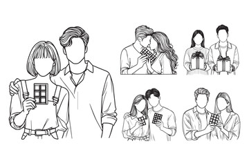 Black and white artwork representing a romantic couple