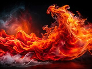 Fototapeta premium Fiery Red Smoke Surge Against Black Background - Urban Exploration Photography