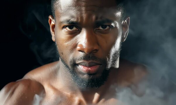 Gambian Man Running Through Smoke in Slow Motion
