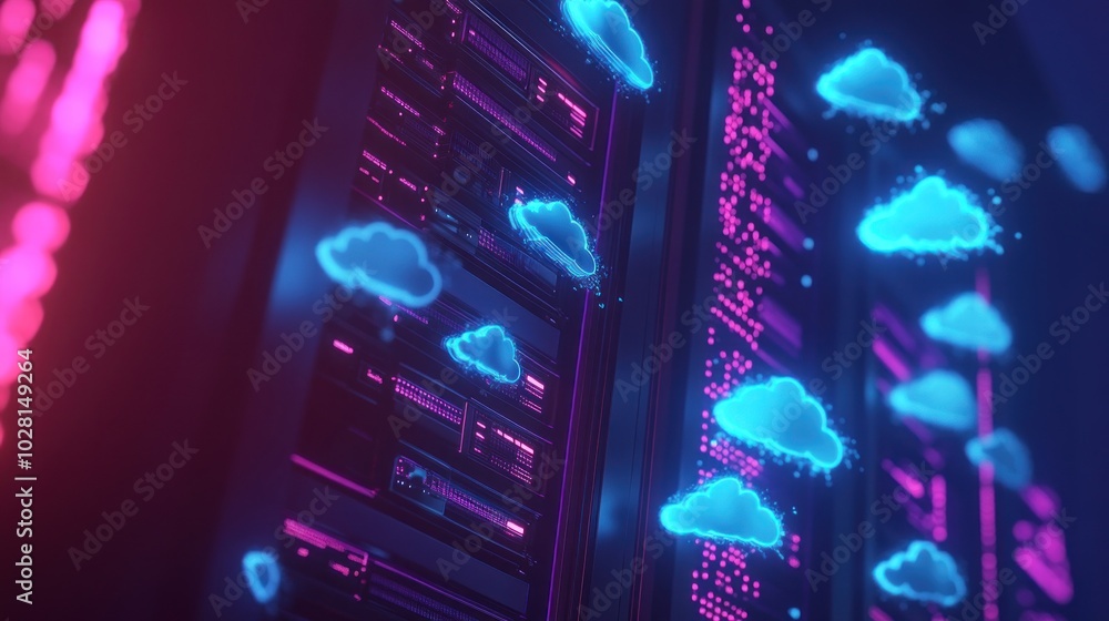 Poster cloud computing data center server racks